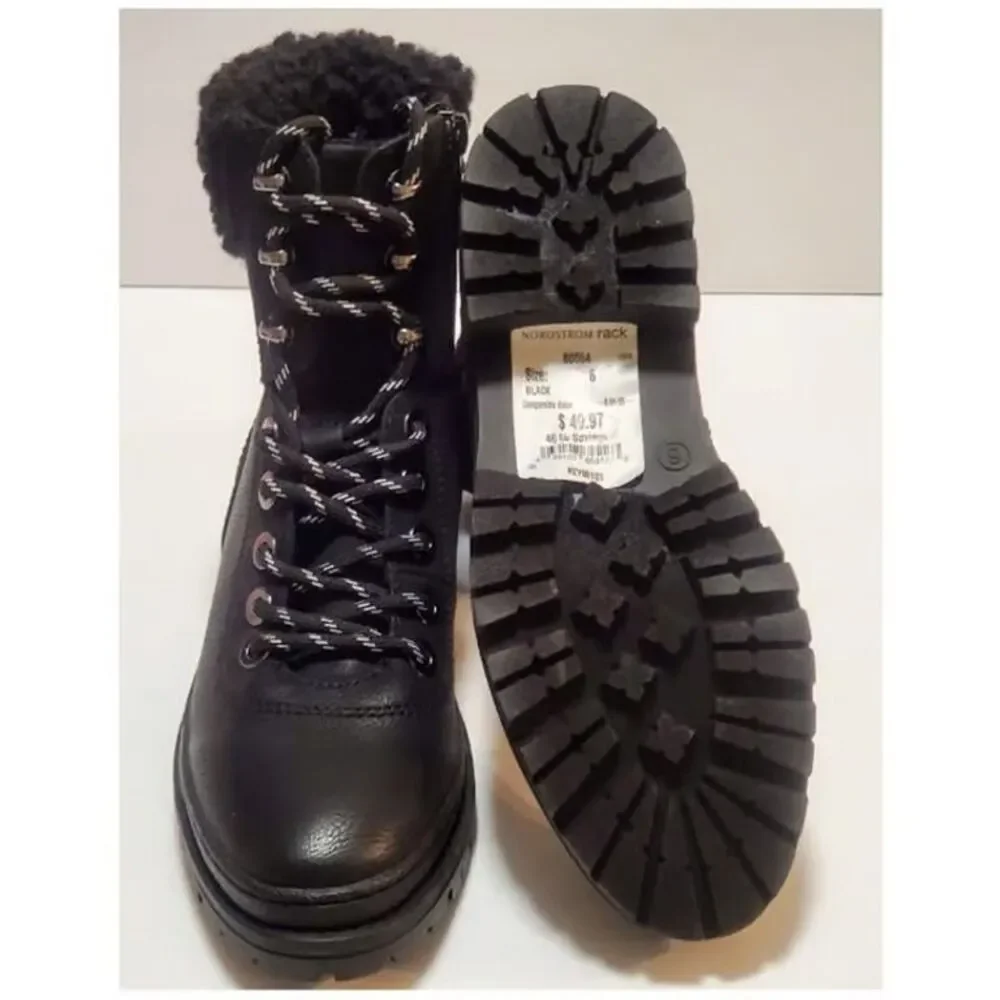 Steve Madden Keystone Faux Fur Trim Lace-Up Boot